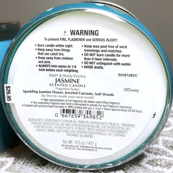 Disney Princess Jasmine Limited Edition 3-Wick Candle. Retired. - Picture 2 of 2